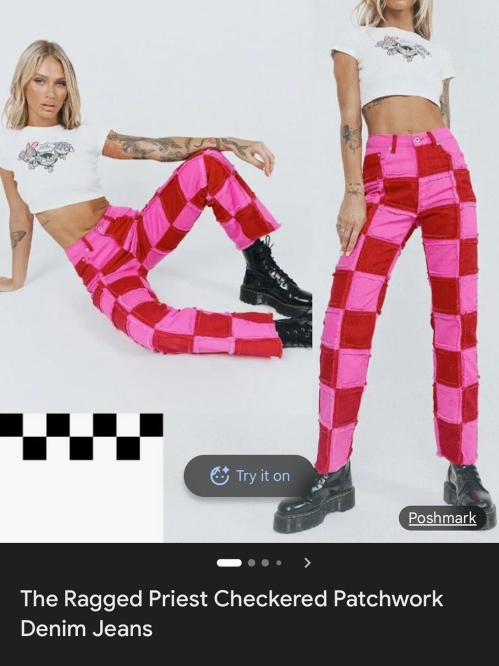 The Ragged Patchwork Pants - Red and Pink